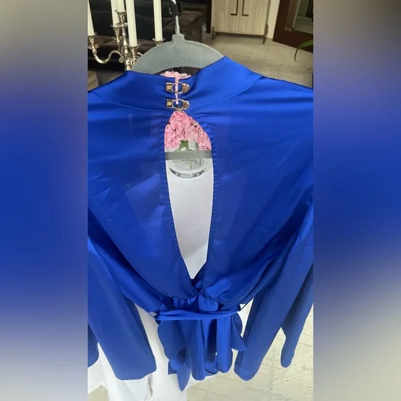 Honey Birdette Sapphire Blue Satin Romper - Picture 9 of 10